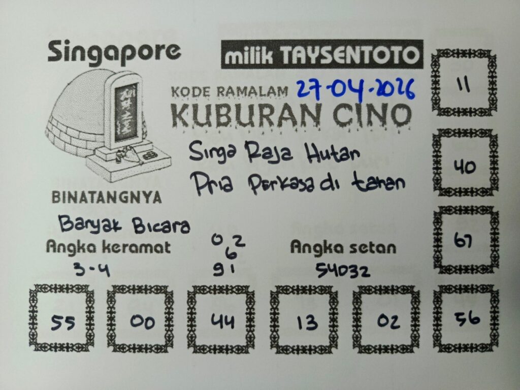 Syair Kuburan Cino SGP Hari ini Senin, 27 April 2026