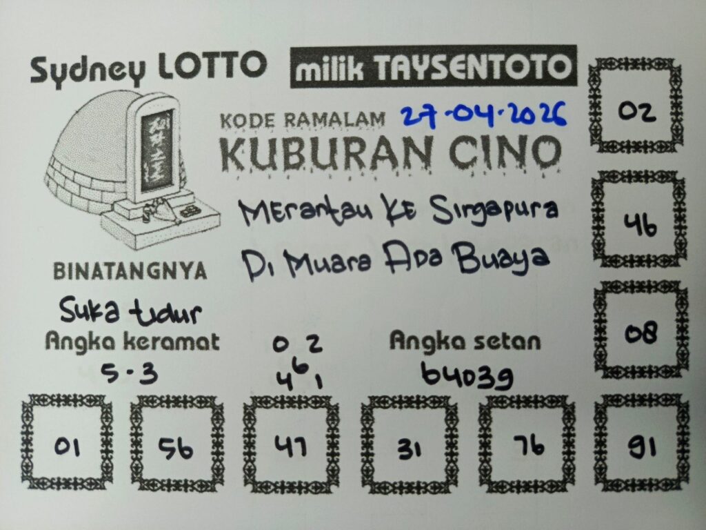 Syair Kuburan Cino Sydney Hari ini Senin, 27 April 2026