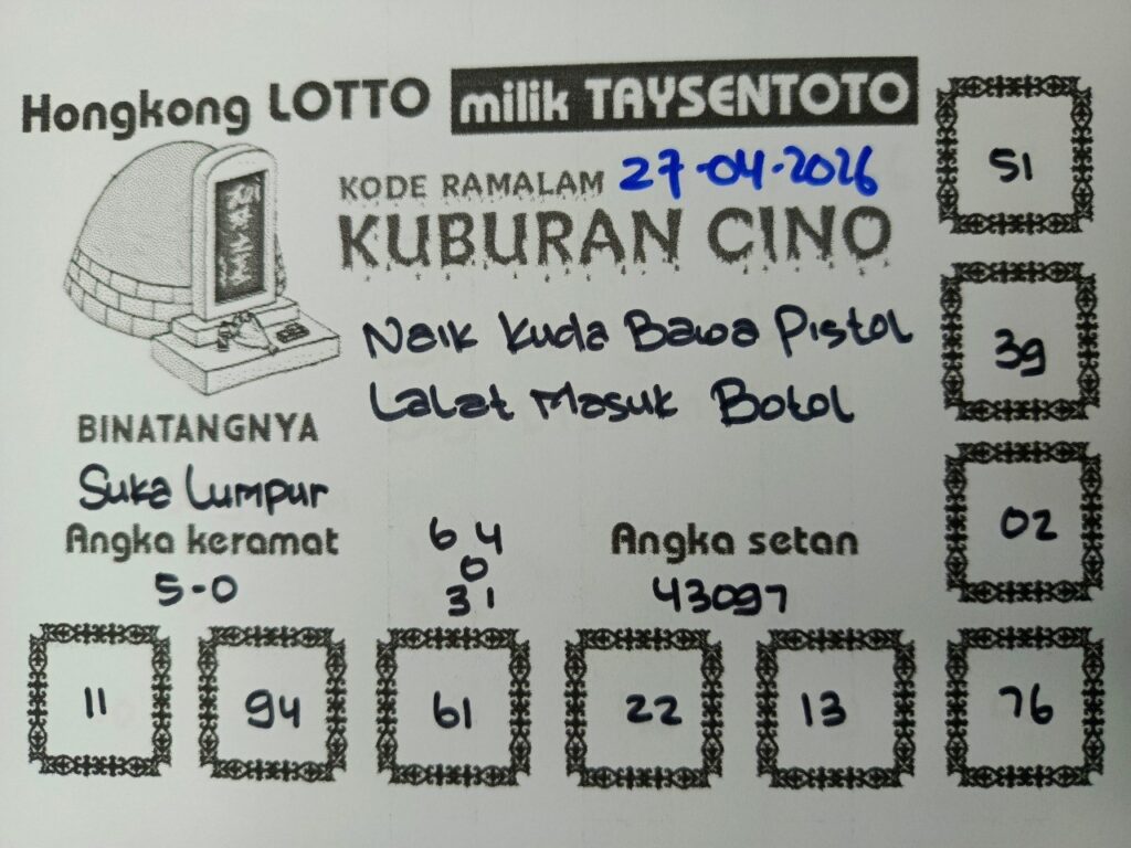 Syair Kuburan Cino HK Hari Senin, 27 April 2026