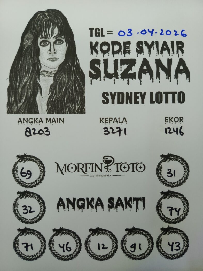 SYAIR TOGEL SUZANA SYDNEY LOTTO 03 APRIL 2026