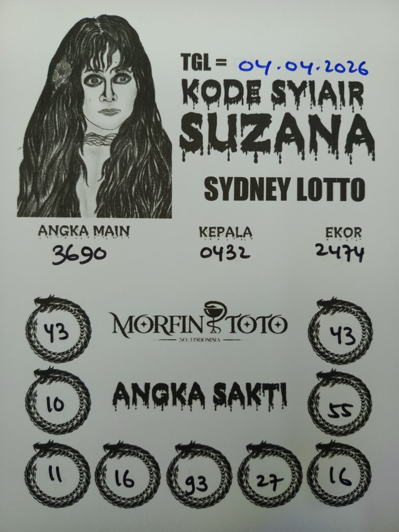 SYAIR TOGEL SUZANA SYDNEY LOTTO 04 APRIL 2026