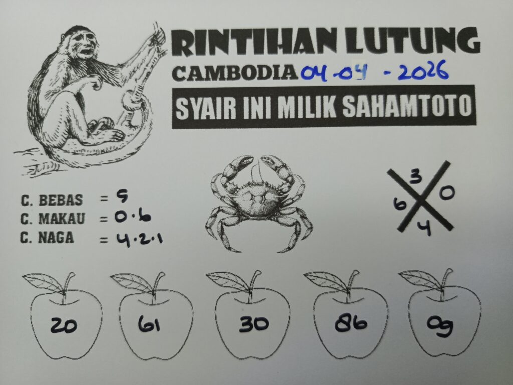 Syair Rintihan Lutung CAMBODIA Pools Hari ini Sabtu, 04 April 2026