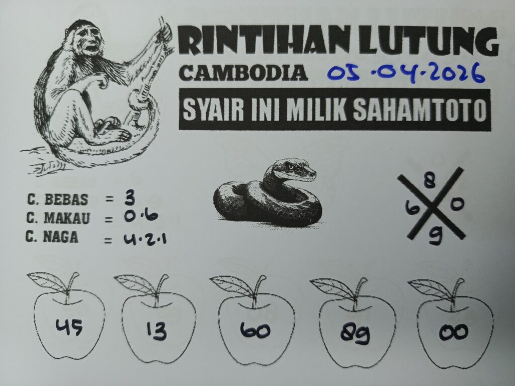 Syair Rintihan Lutung CAMBODIA Pools Hari ini Minggu 05 April 2026