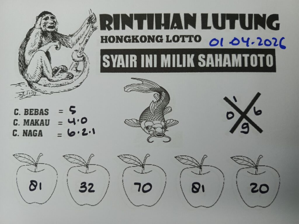 Syair Rintihan Lutung HONGKONG LOTTO Hari ini RABU 01 Maret 2026