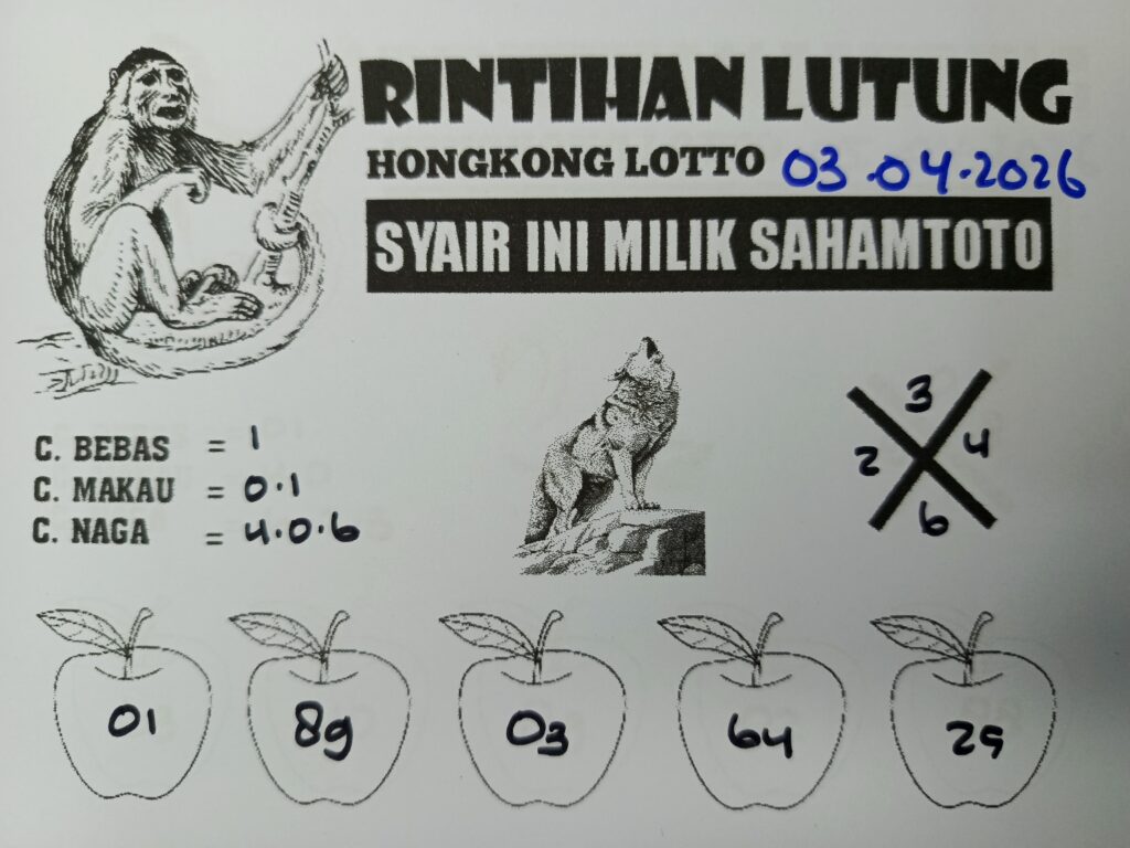 Syair Rintihan Lutung HONGKONG LOTTO Hari ini Jumat 03 Maret 2026