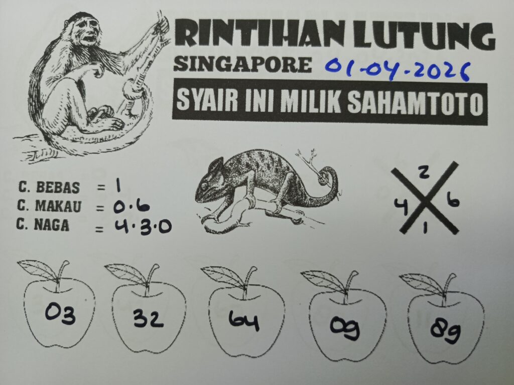 Syair Rintihan Lutung SINGAPORE Pools Hari ini RABU 01 Maret 2026