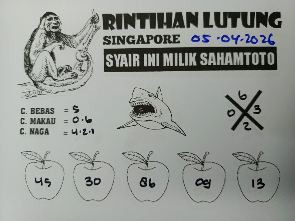 Syair Rintihan Lutung SINGAPORE Pools Hari ini Minggu 05 April 2026