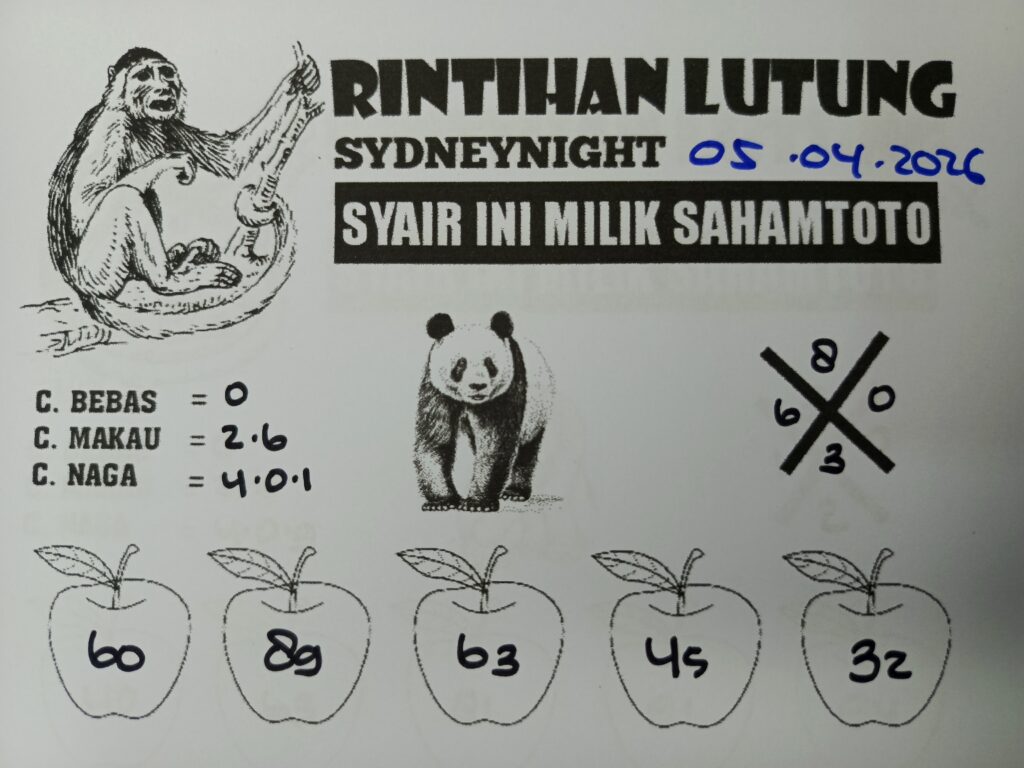 Syair Rintihan Lutung SydneyNight Hari ini Minggu, 05 April 2026