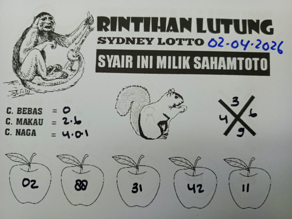 Syair Rintihan Lutung SYDNEY LOTTO Hari ini Jumat 03 Maret 2026