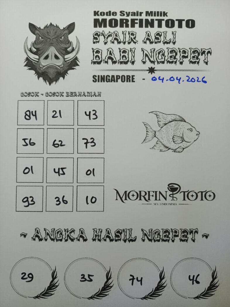 SYAIR TOGEL SINGAPORE BABI NGEPET 04 APRIL 2026