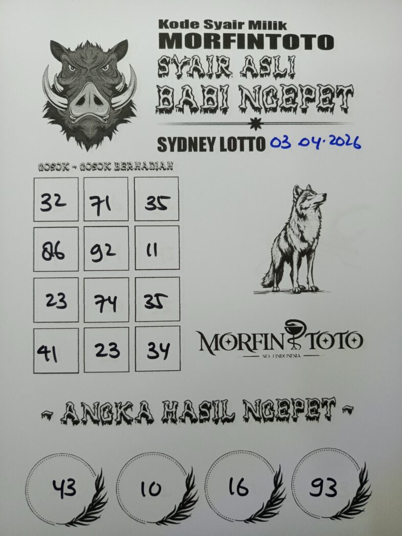 SYAIR TOGEL BABI NGEPET SYDNEY LOTTO 03 APRIL 2026