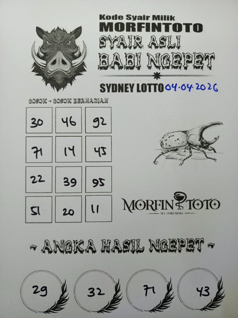 SYAIR TOGEL BABI NGEPET SYDNEY LOTTO 04 APRIL 2026