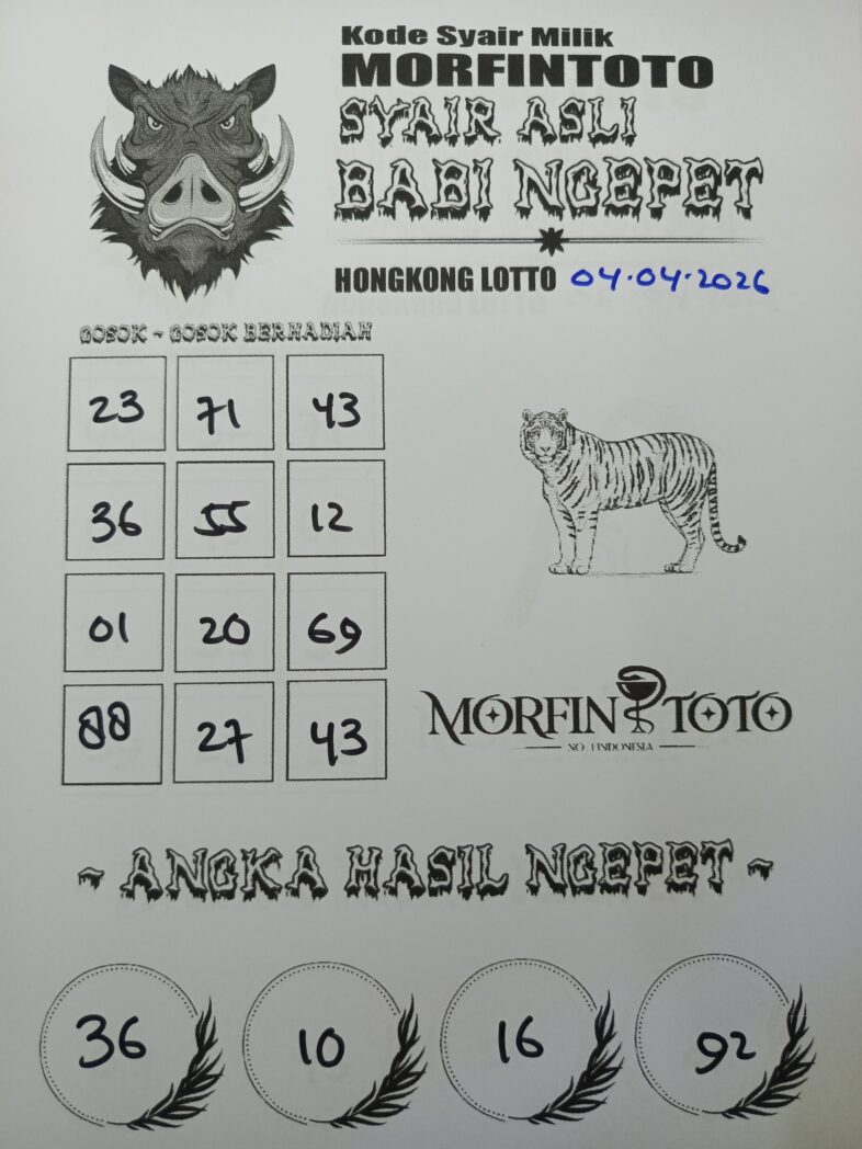SYAIR TOGEL BABI NGEPET HONGKONG LOTTO 04 APRIL 2026