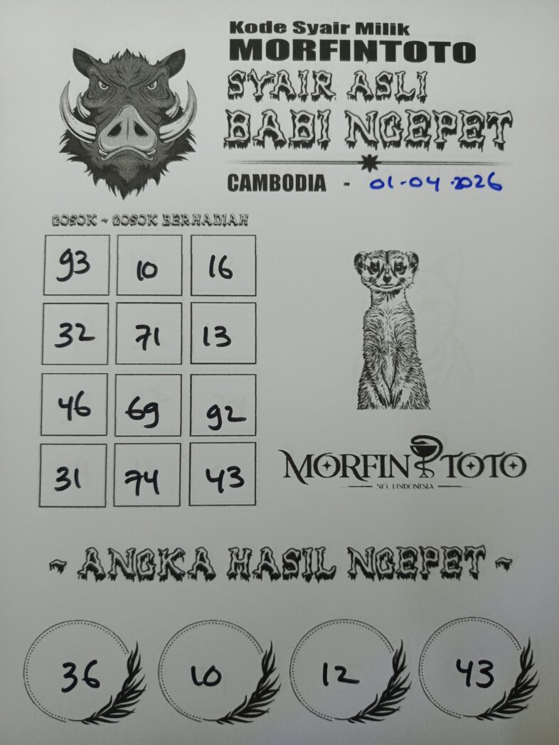 SYAIR TOGEL BABI NGEPET CAMBODIA 01 APRIL 2026