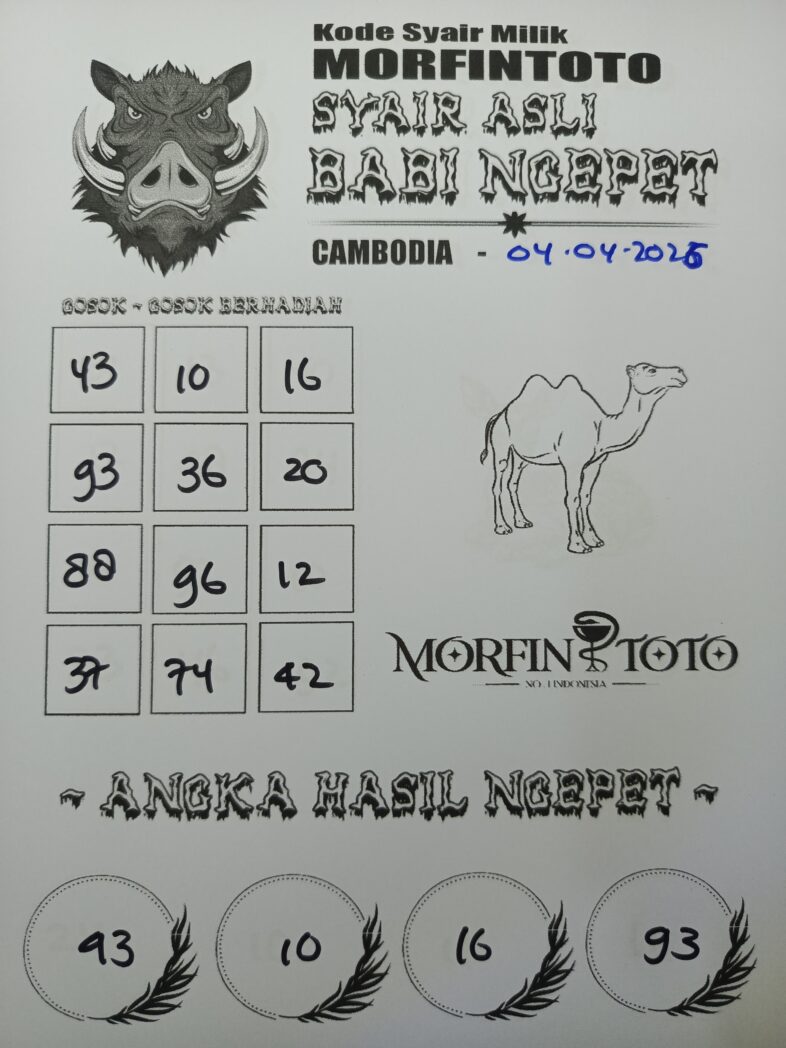 SYAIR TOGEL BABI NGEPET CAMBODIA 04 APRIL 2026