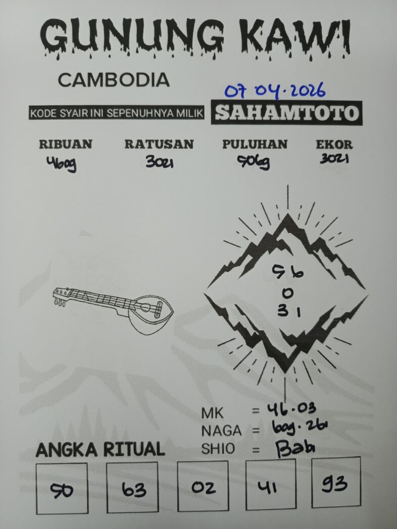 Syair Gunung Kawi CAMBODIA Pools Hari ini Selasa 07 April 2026