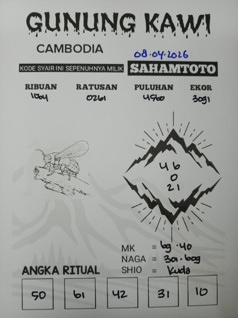 Syair Gunung Kawi CAMBODIA Pools Hari ini Rabu, 08 April 2026