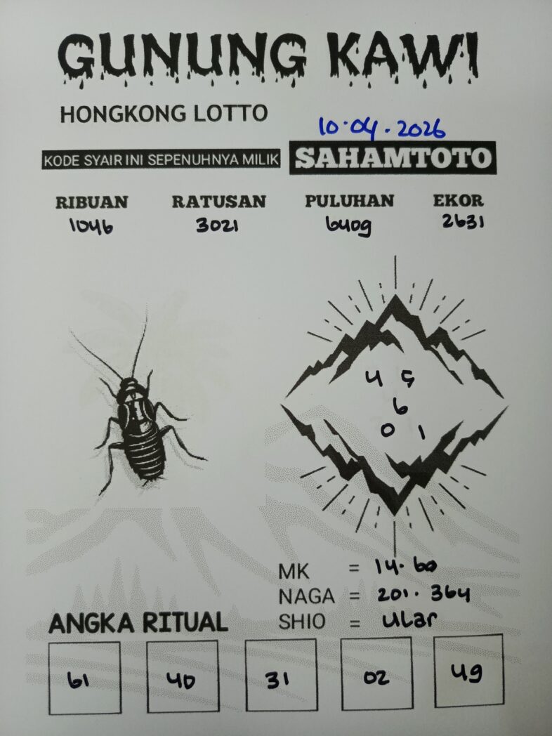 Syair Gunung Kawi HONGKONG LOTTO Hari ini Jumat 10 April 2026