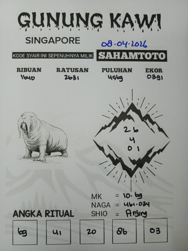 Syair Gunung Kawi SINGAPORE Pools Hari ini Rabu, 08 April 2026