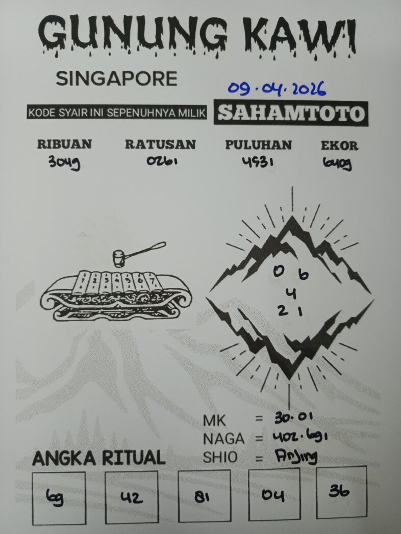 Syair Gunung Kawi SYDNEY LOTTO Hari ini Kamis, 09 April 2026