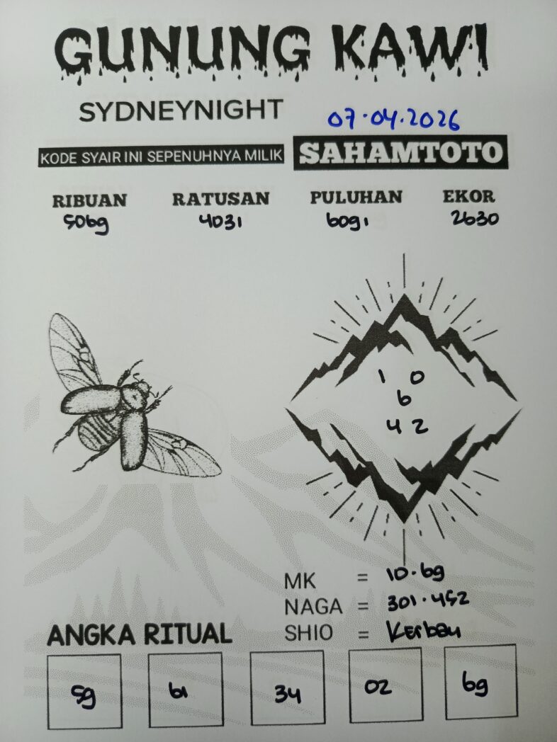 Syair Gunung Kawi SydneyNight Hari ini Selasa, 07 April 2026