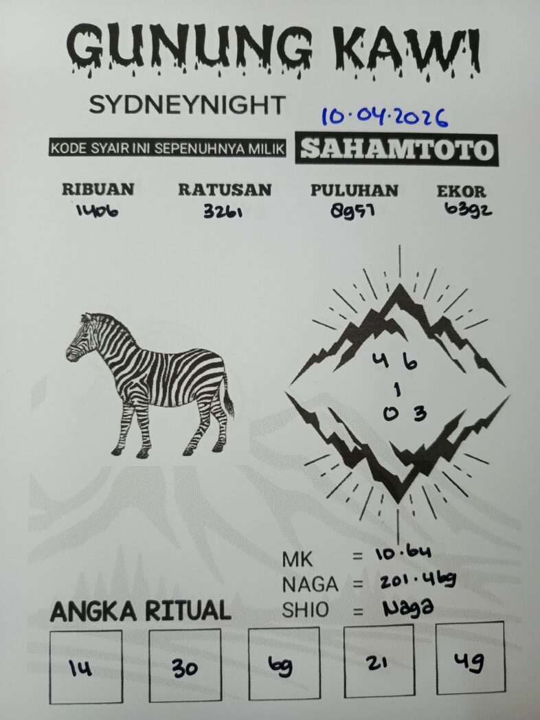 Syair Gunung Kawi SydneyNight Hari ini Jumat, 10 April 2026