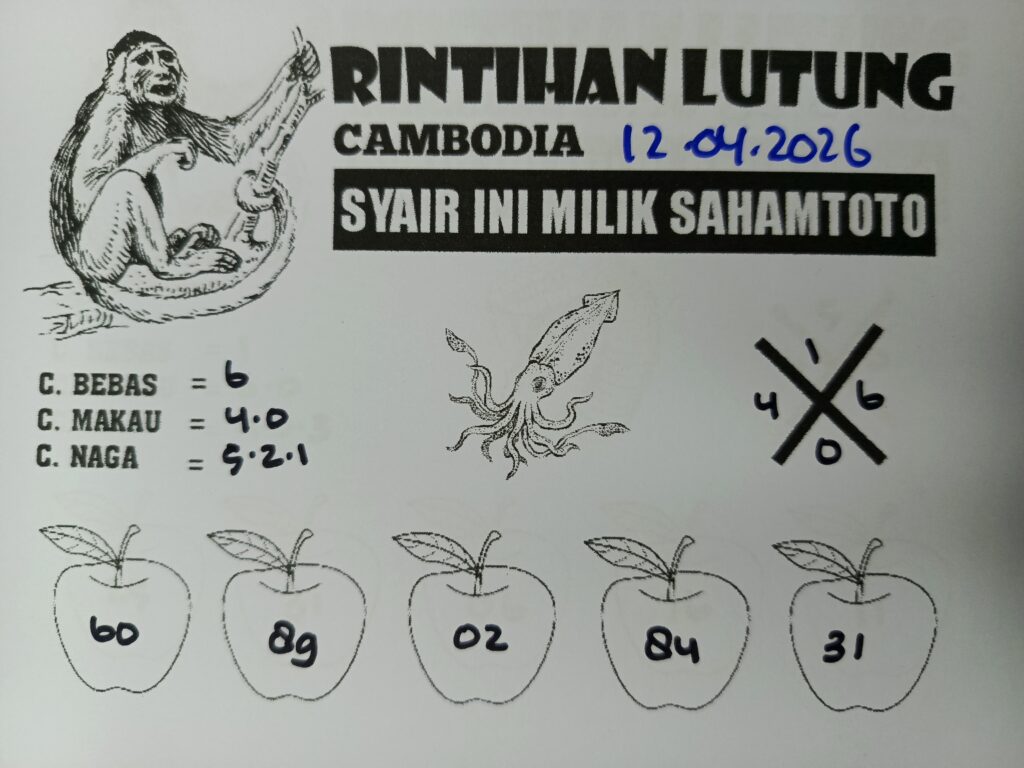 Syair Rintihan Lutung CAMBODIA Pools Hari ini Minggu, 12 April 2026