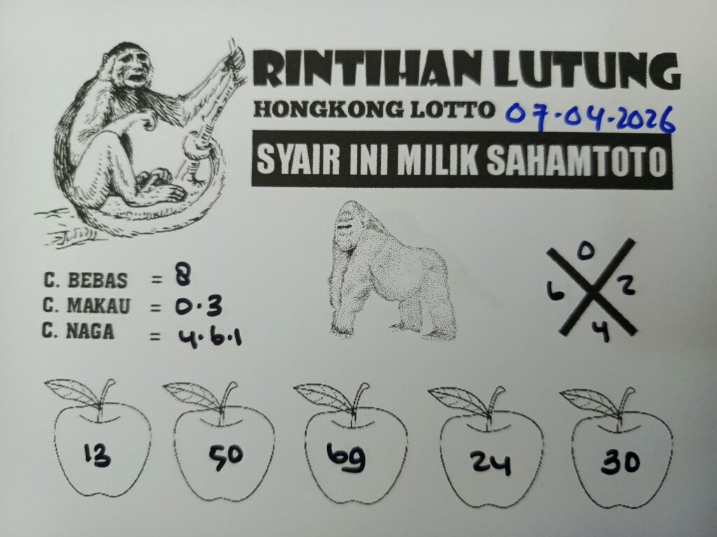 Syair Rintihan Lutung HONGKONG LOTTO Hari ini Selasa 07 April 2026