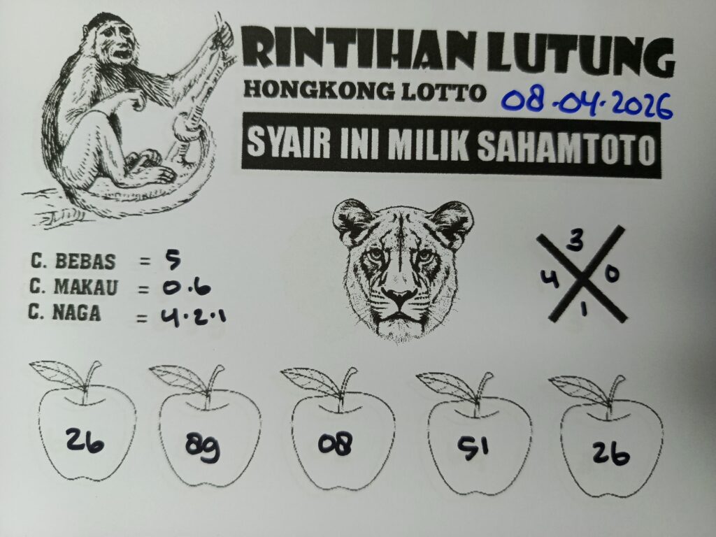 Syair Rintihan Lutung HONGKONG LOTTO Hari ini Rabu, 08 April 2026