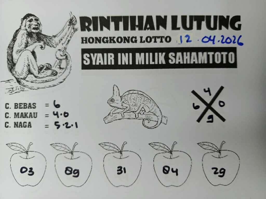 Syair Rintihan Lutung HONGKONG LOTTO Hari ini Minggu, 12 April 2026