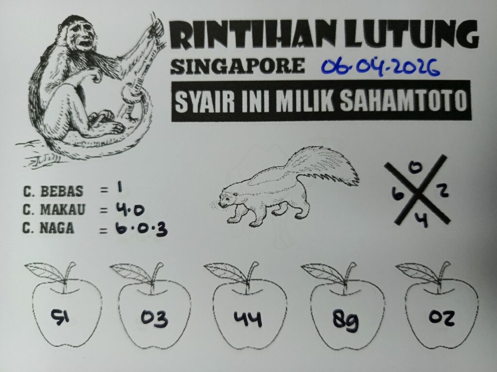 Syair Rintihan Lutung SINGAPORE Pool Hari ini Senin, 06 April 2026