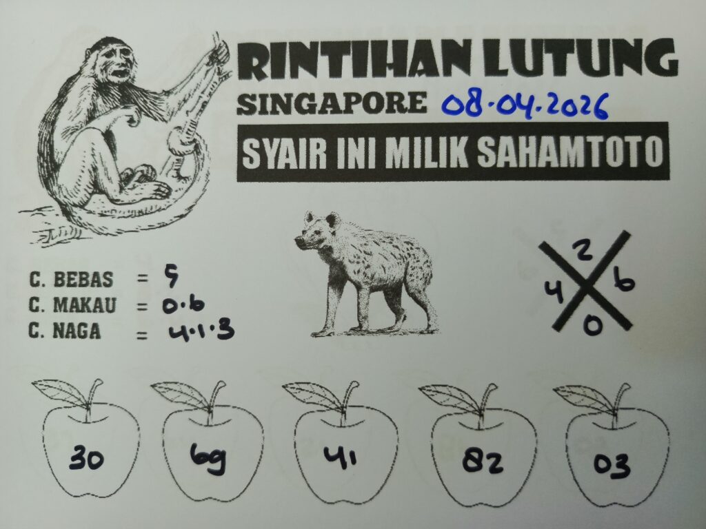 Syair Rintihan Lutung SINGAPORE Pools Hari ini Rabu, 08 April 2026