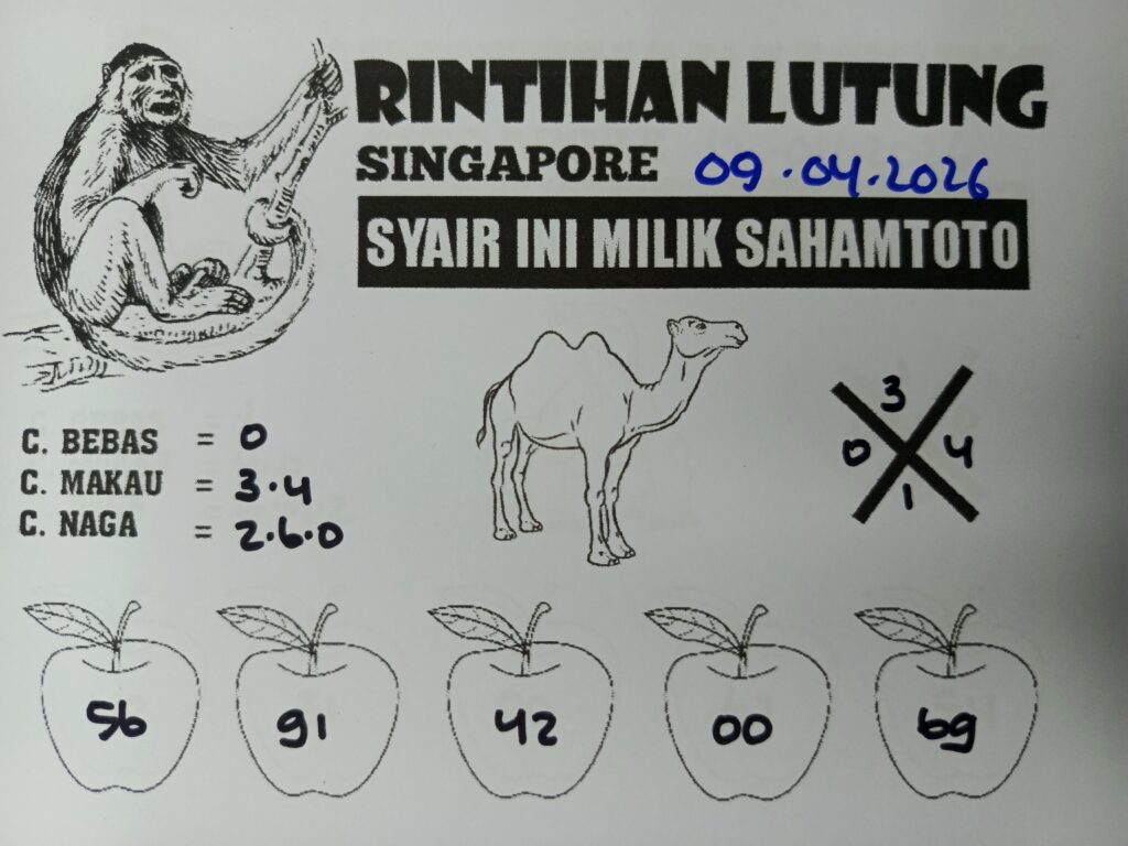 Syair Rintihan Lutung SINGAPORE Pools Hari ini Kamis, 09 April 2026