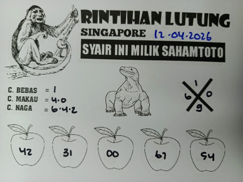 Syair Rintihan Lutung SINGAPORE POOLS Hari ini Minggu, 12 April 2026