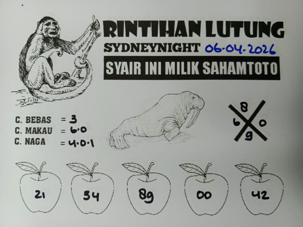 Syair Rintihan Lutung SydneyNight Hari ini Senin, 06 April 2026