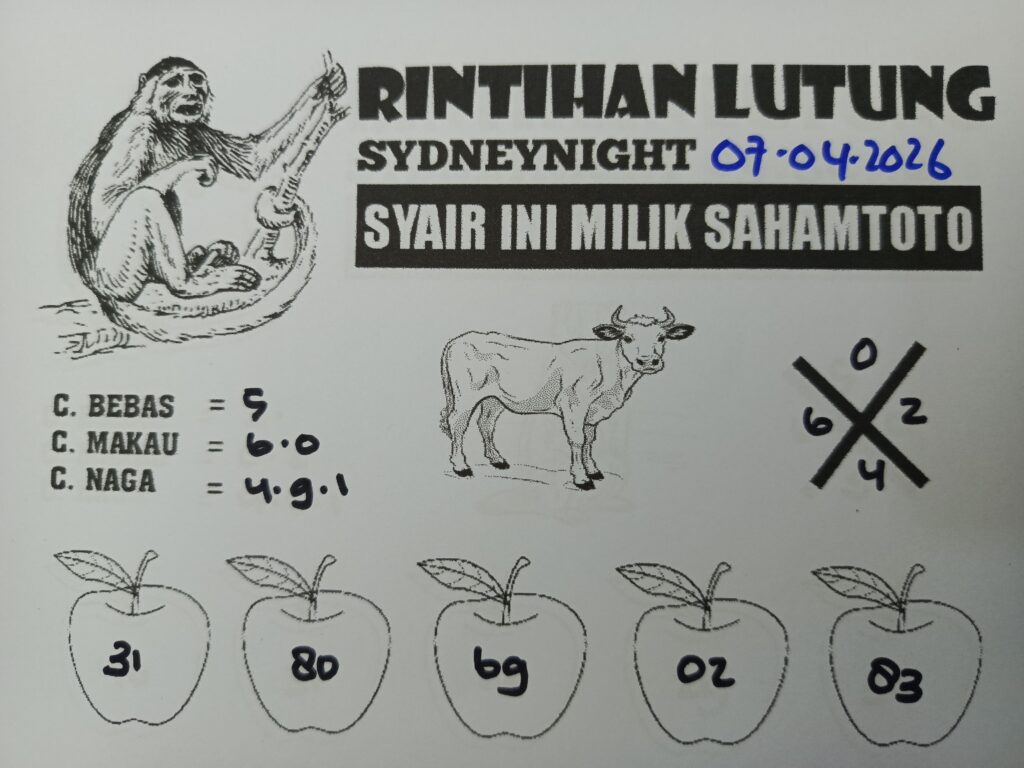 Syair Rintihan Lutung SydneyNight Hari ini Selasa, 07 April 2026