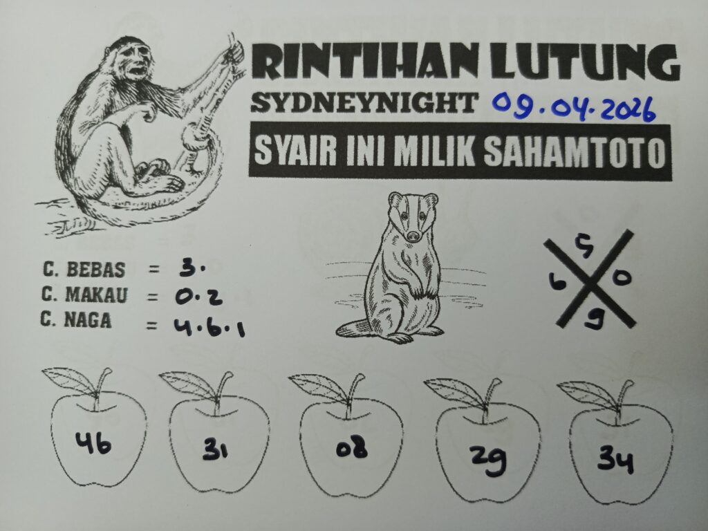 Syair Rintihan Lutung SydneyNight Hari ini Kamis, 09 April 2026