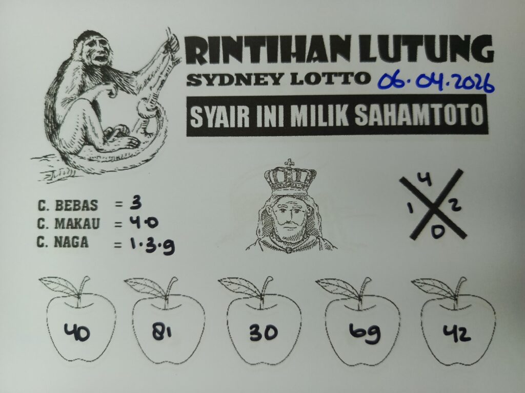 Syair Rintihan Lutung SYDNEY LOTTO Hari ini Senin, 06 April 2026