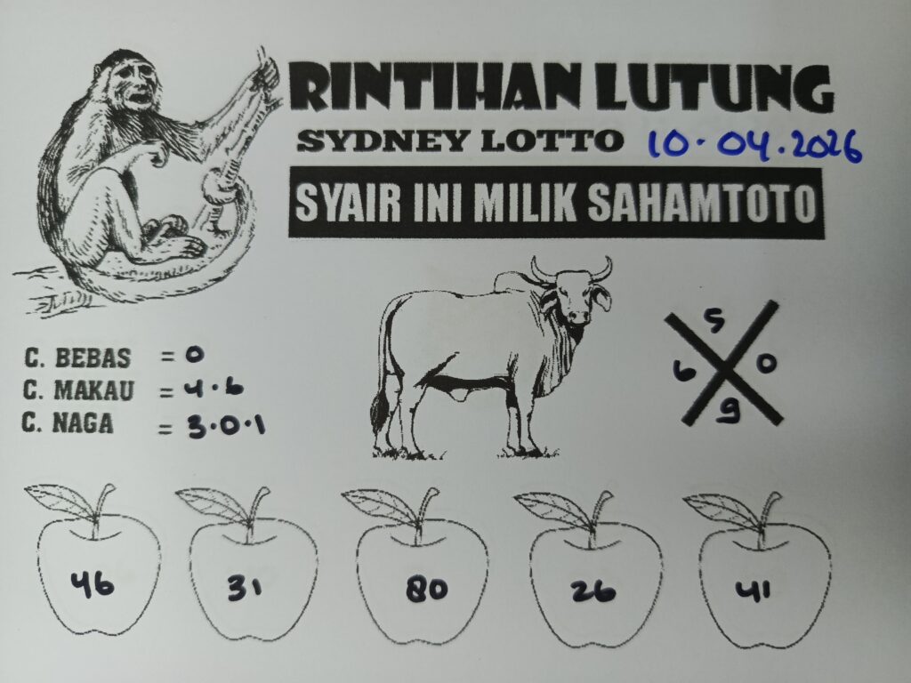 Syair Rintihan Lutung SYDNEY LOTTO Hari ini Jumat 10 April 2026