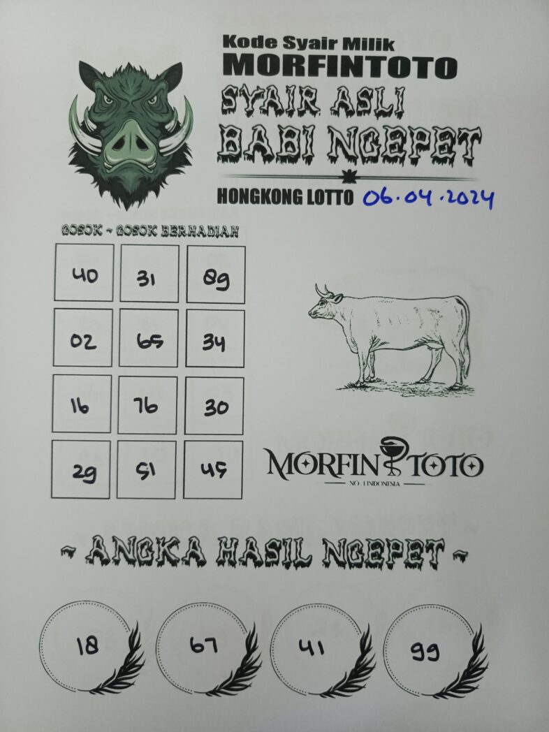 SYAIR TOGEL BABI NGEPET HONGKONG LOTTO 06 APRIL 2026