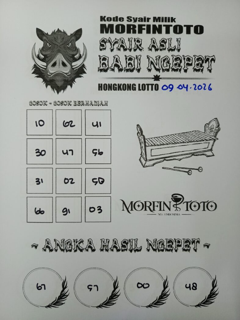 SYAIR TOGEL BABI NGEPET HONGKONG LOTTO 09 APRIL 2026