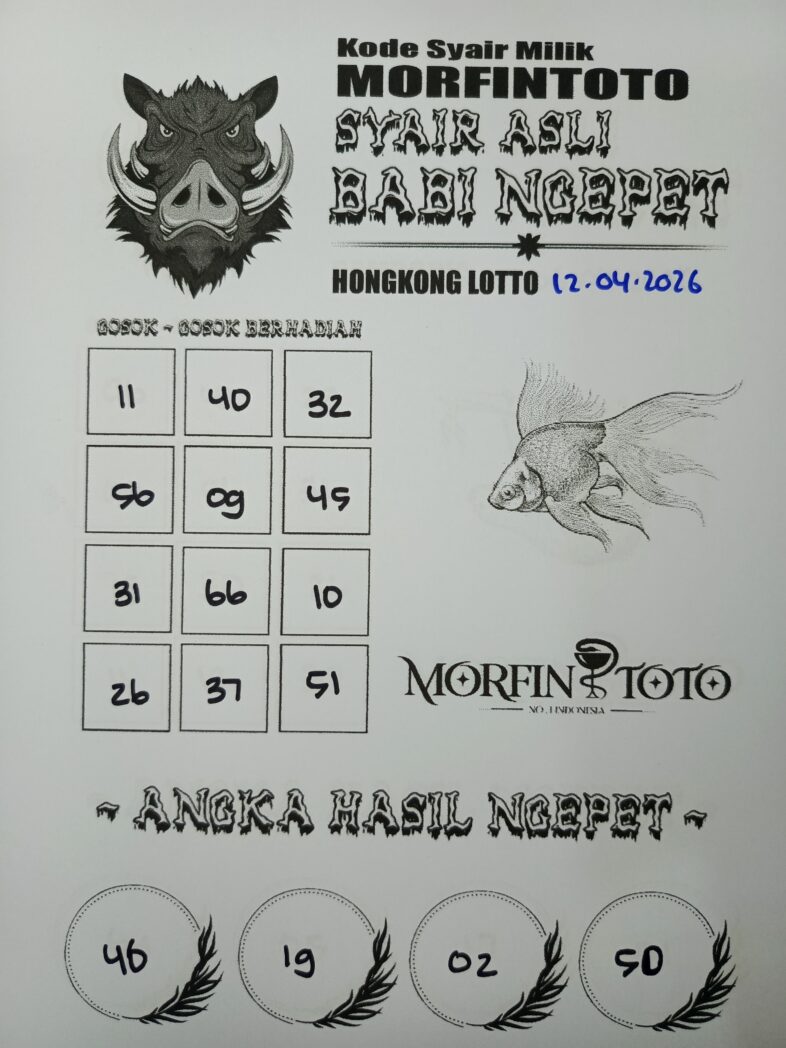 SYAIR TOGEL BABI NGEPET HONGKONG LOTTO 12 APRIL 2026