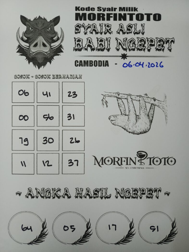 SYAIR TOGEL BABI NGEPET CAMBODIA 06 APRIL 2026