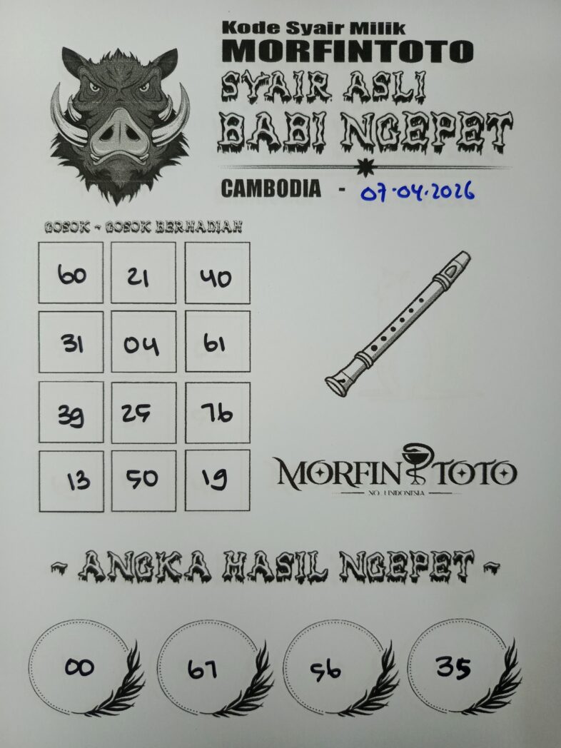 SYAIR TOGEL BABI NGEPET CAMBODIA 07 APRIL 2026