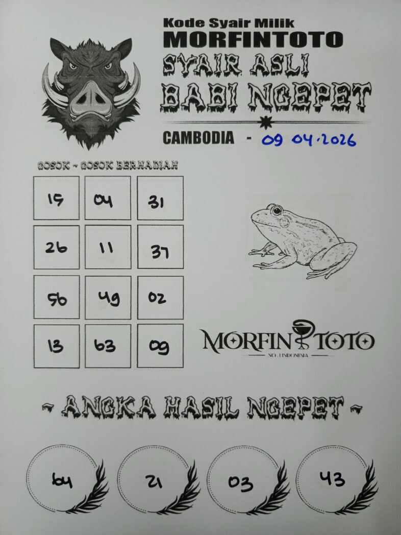 SYAIR TOGEL BABI NGEPET CAMBODIA 09 APRIL 2026