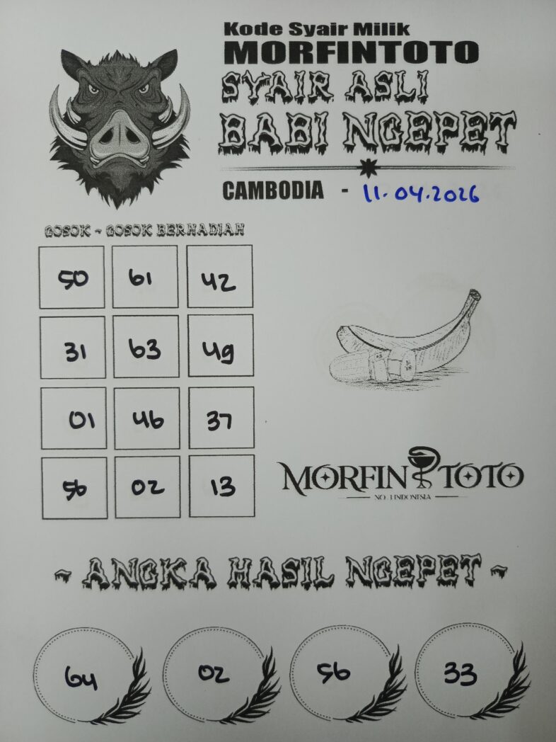 SYAIR TOGEL BABI NGEPET CAMBODIA 11 APRIL 2026