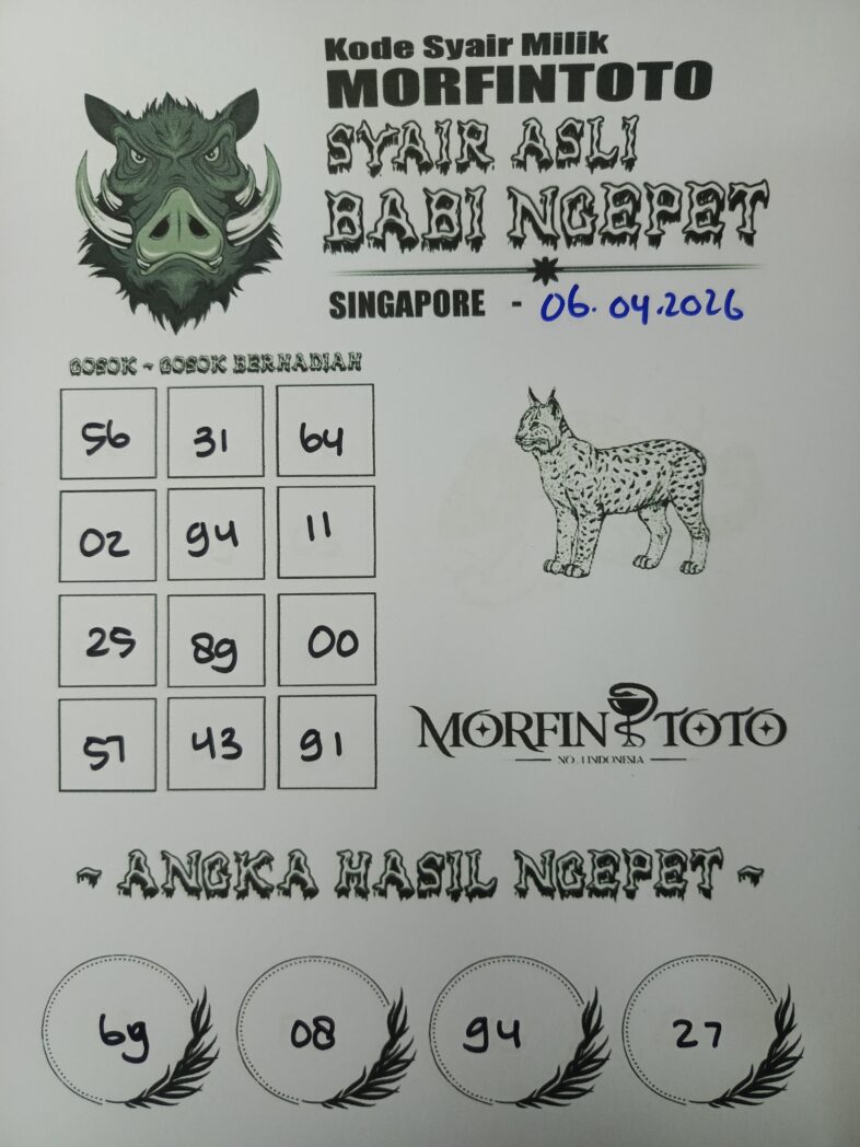 SYAIR TOGEL SINGAPORE BABI NGEPET 06 APRIL 2026