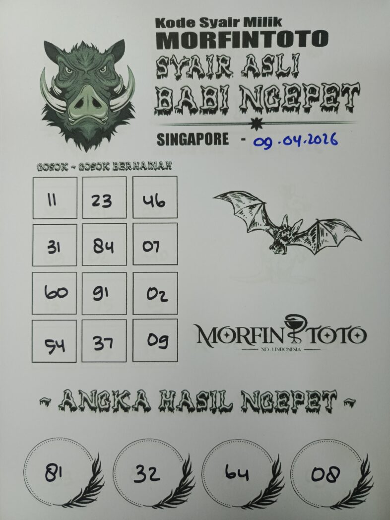 SYAIR TOGEL SINGAPORE BABI NGEPET 09 APRIL 2026