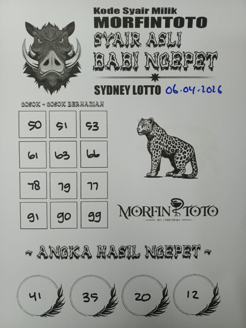 SYAIR TOGEL BABI NGEPET SYDNEY LOTTO 06 APRIL 2026