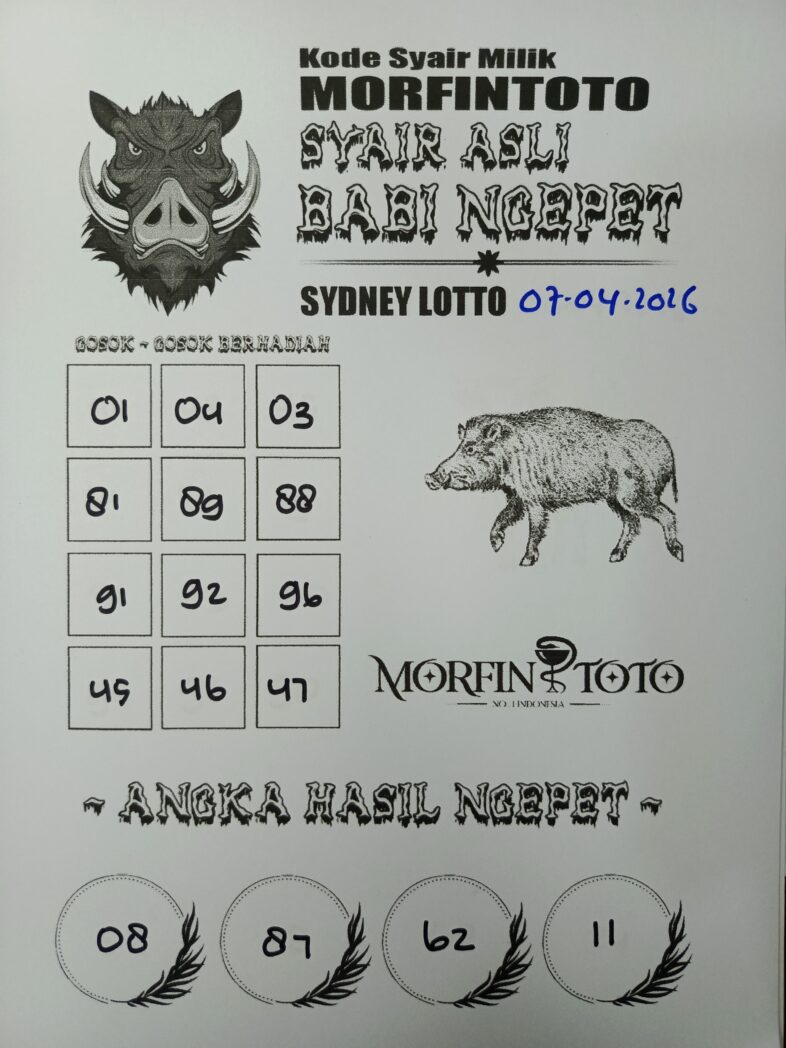 SYAIR TOGEL BABI NGEPET SYDNEY LOTTO 07 APRIL 2026